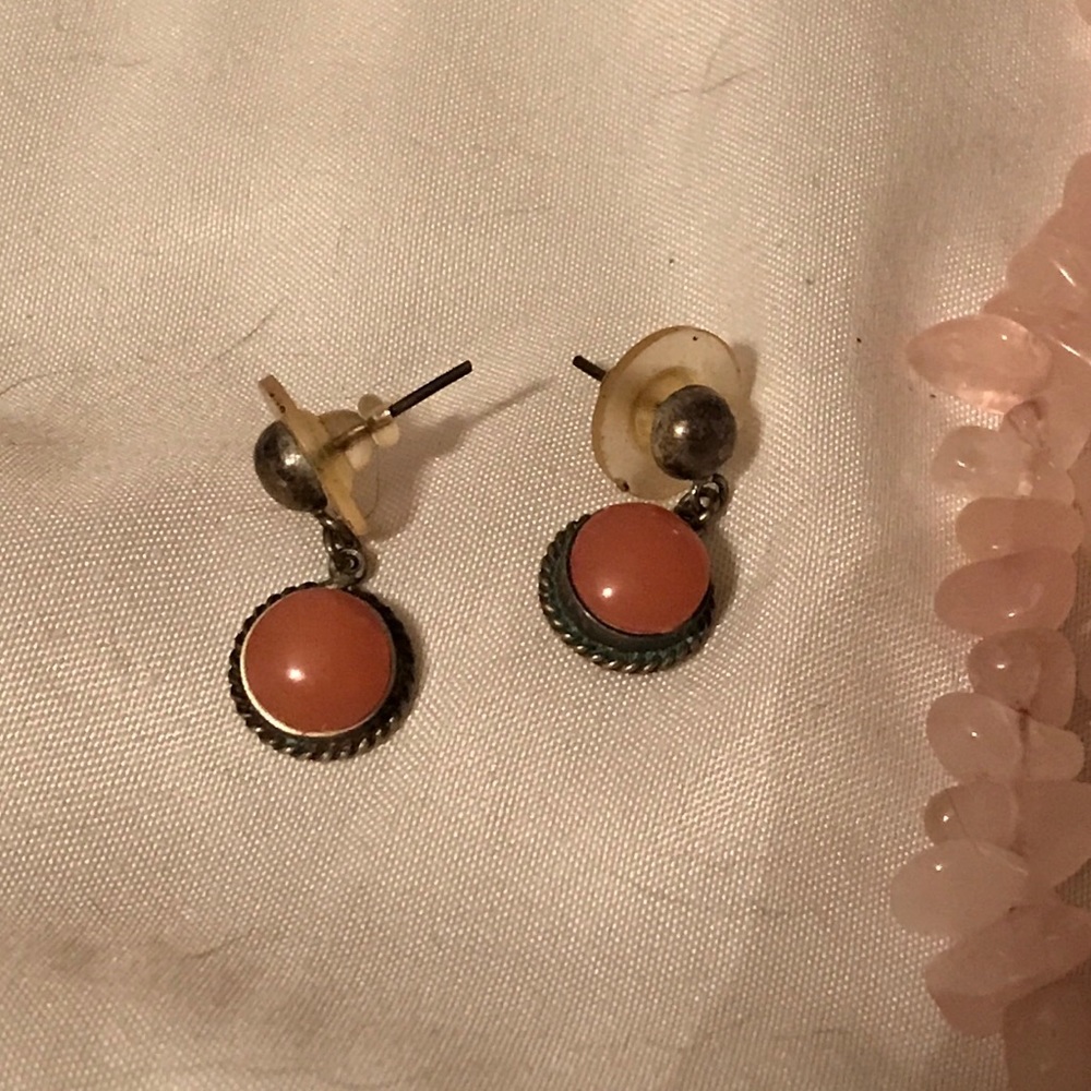 Sterling Silver and Pink Chalcedony Earrings